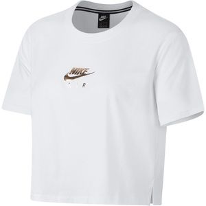 Nike Air Womens SportsWear White Rose Gold Crop Top